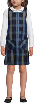 Girls Plaid Button Shoulder Patch Pocket Jumper 12 French Blue Plaid
