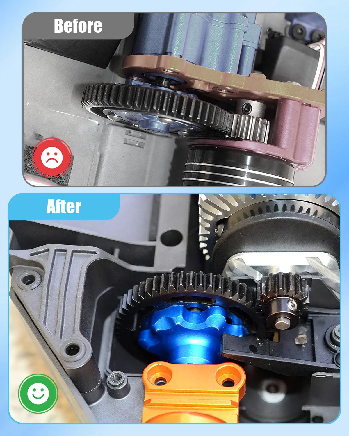 50T M1.0 Hardened Steel Spur Gear 20T Pinion Gear Set Fit for 1/10 Maxx