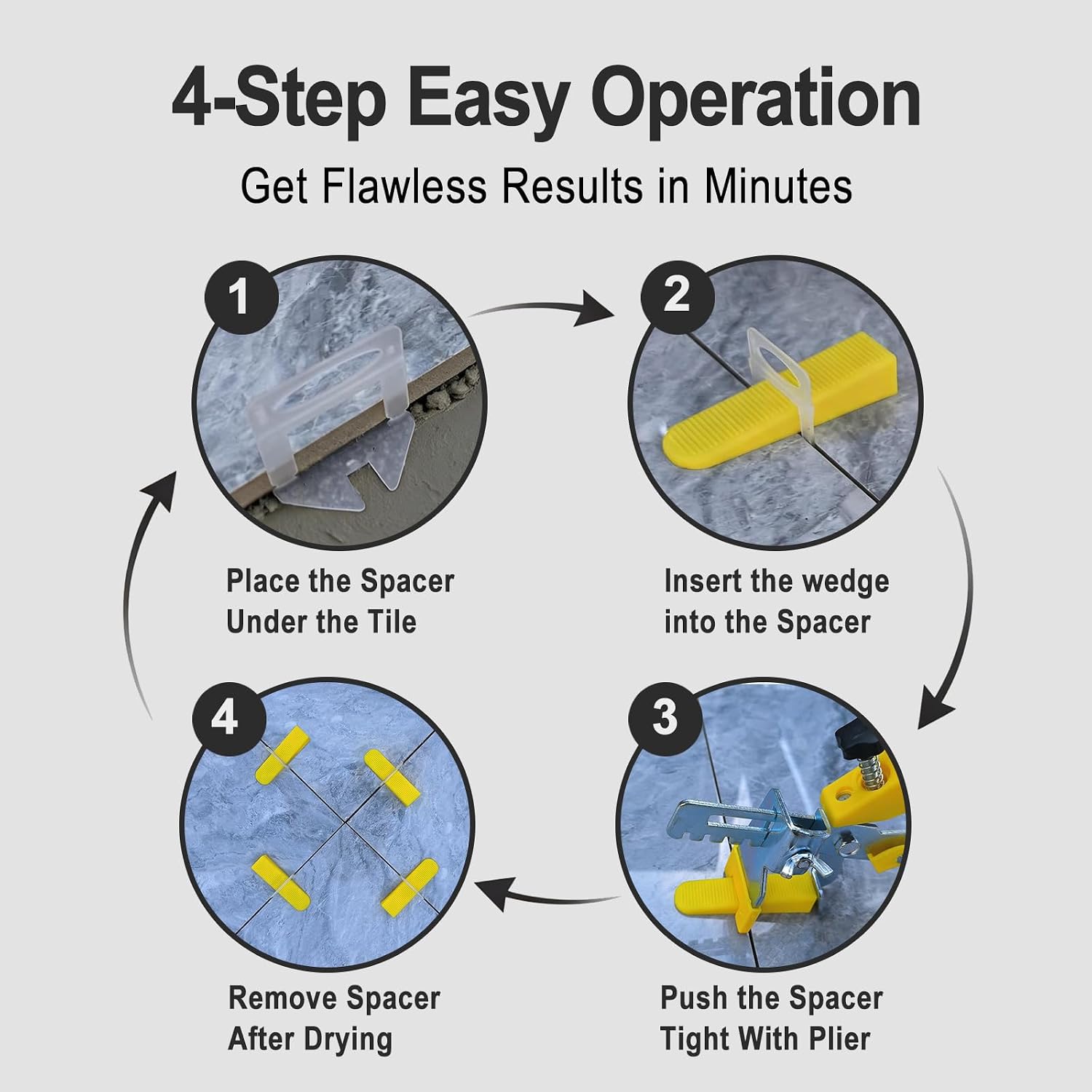Tile Leveling System with Tile Plier, 1000 Pieces 1/16" Tile Leveler spacers and 210pcs Reusable Tile Wedges for