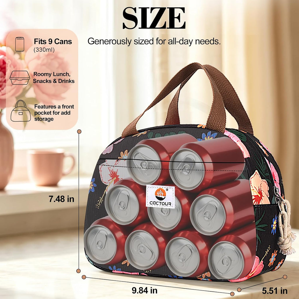 Lunch Box for Women Girls Teens,Cute Lunch Box Cooler Bag, Portable Insulated Small Lunch Bag Women Reusable Corduroy