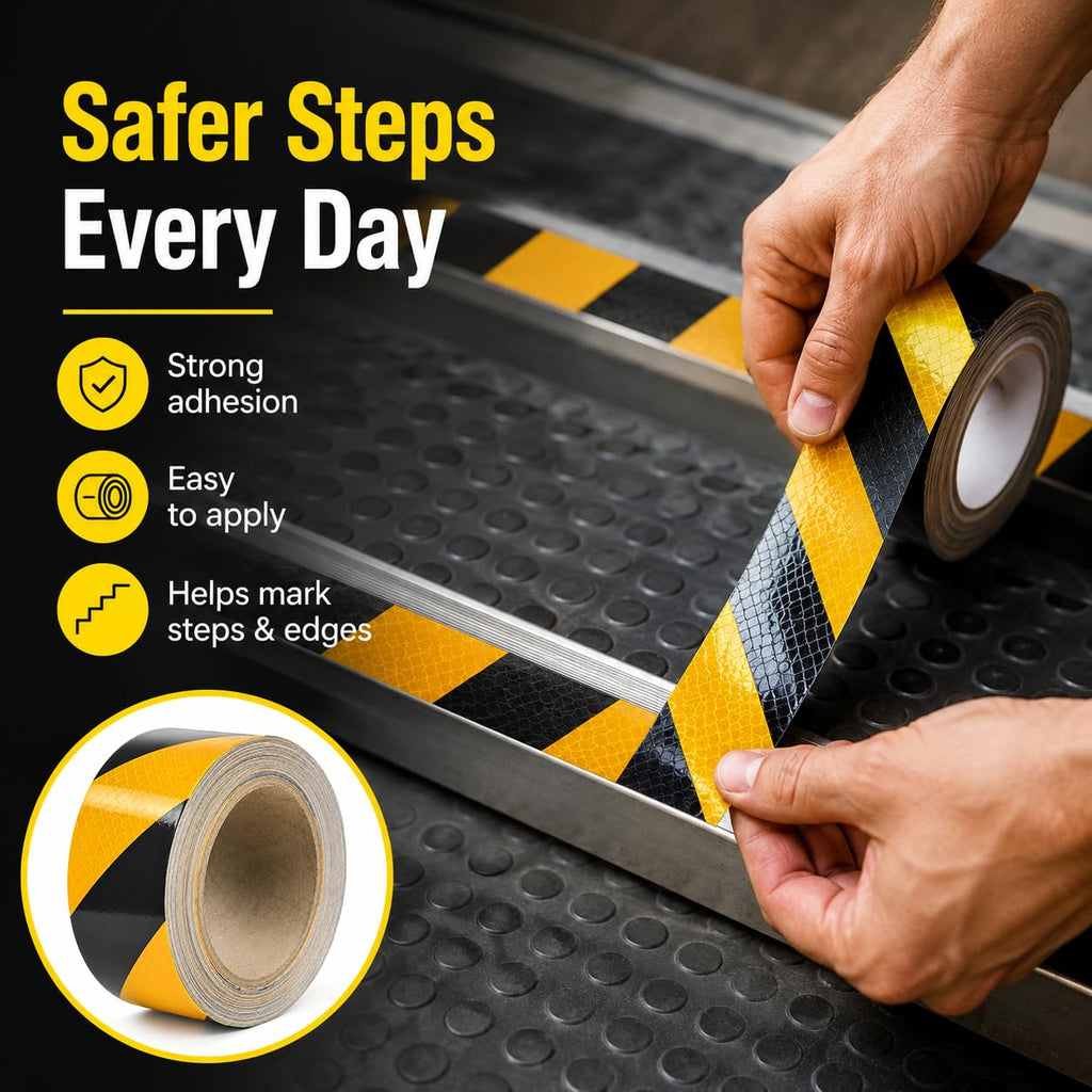Black & Yellow Reflective Warning Tape (2 in x 33 YD)
