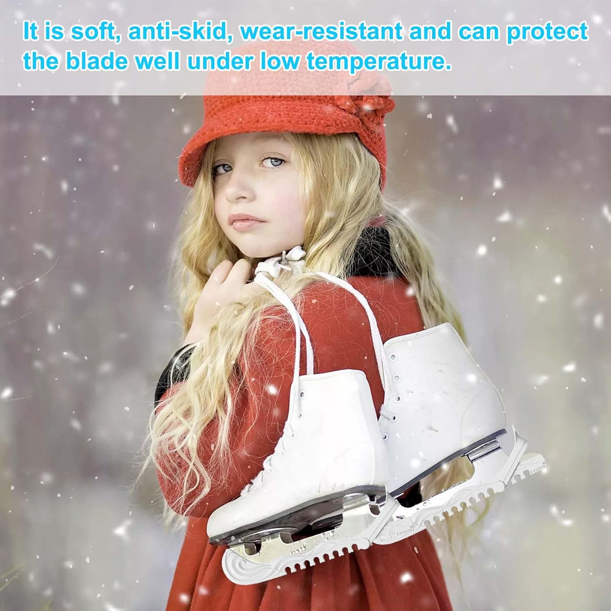 Ice Skate Guards, 2 Pack, Hockey Shoes Ice Skates Blade Covers, Adjustable Figure Skate Protector Accessories