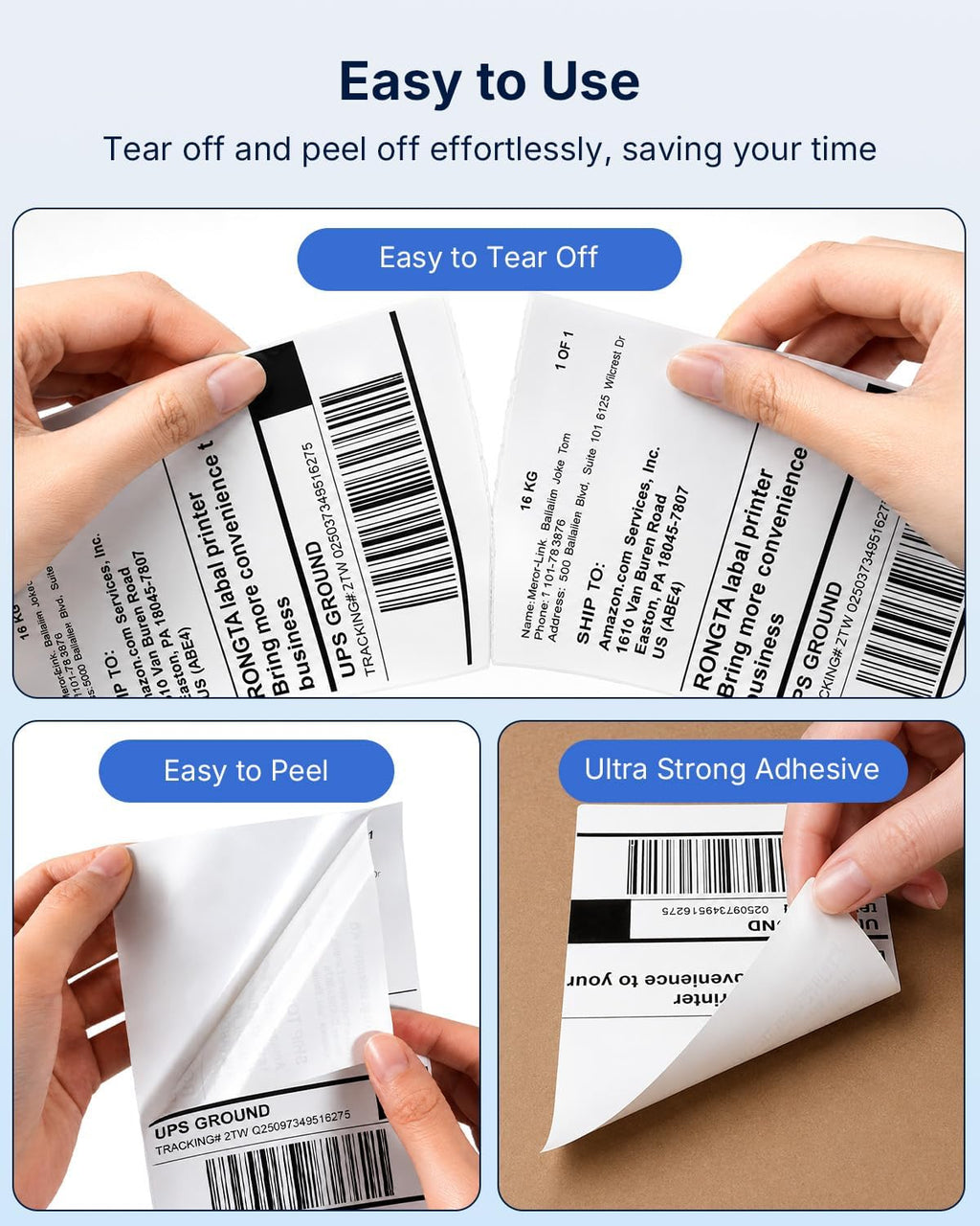 4 x 6 Fanfold Direct Thermal Shipping Labels, 500 Labels per Stack