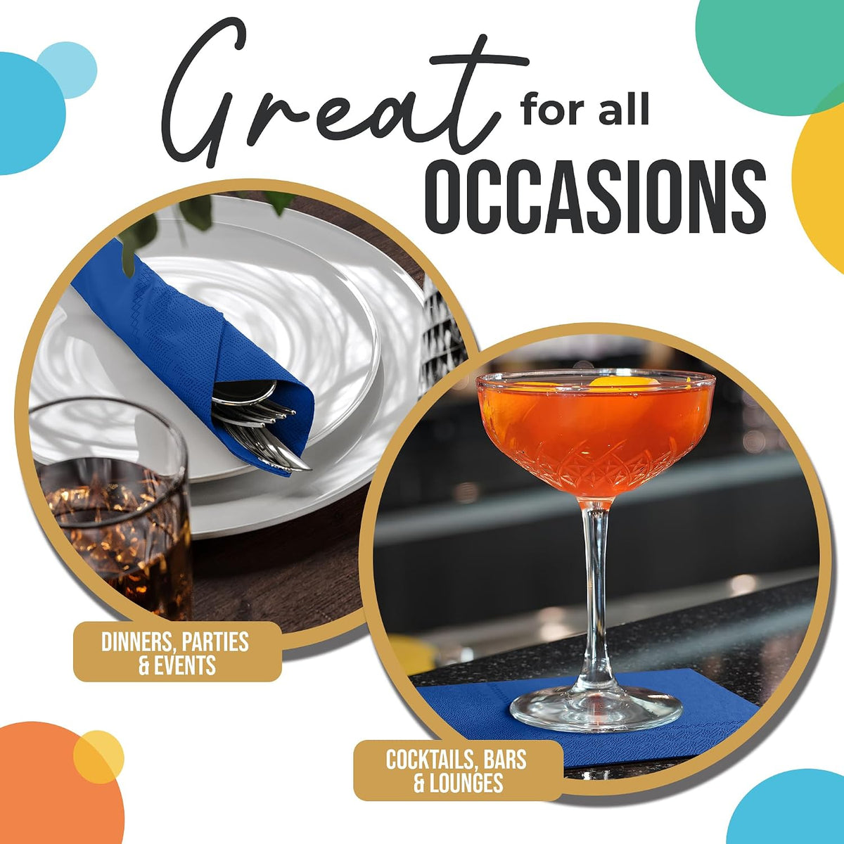 Dark Blue Cocktail Napkins Disposable Paper Napkins 100 Pcs