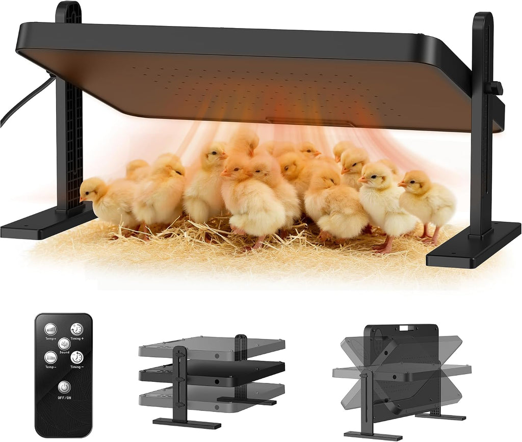 Chick Brooder Heater with Adjustable Temp (86~194℉) & 12H Timer & Height & Angle, Rapid-Heating Heat Plate for Chicks