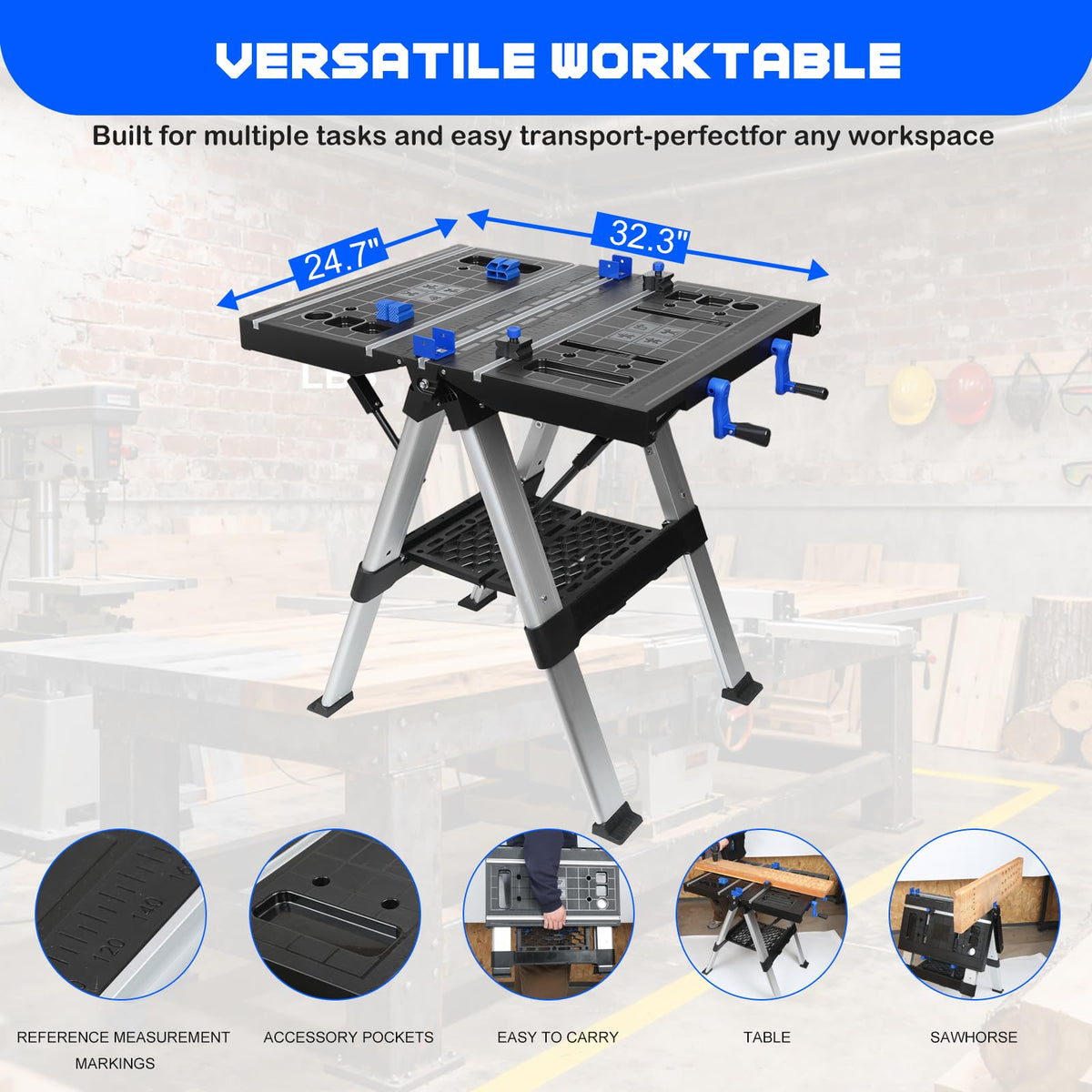 Portable 2-in-1 Folding Workbench