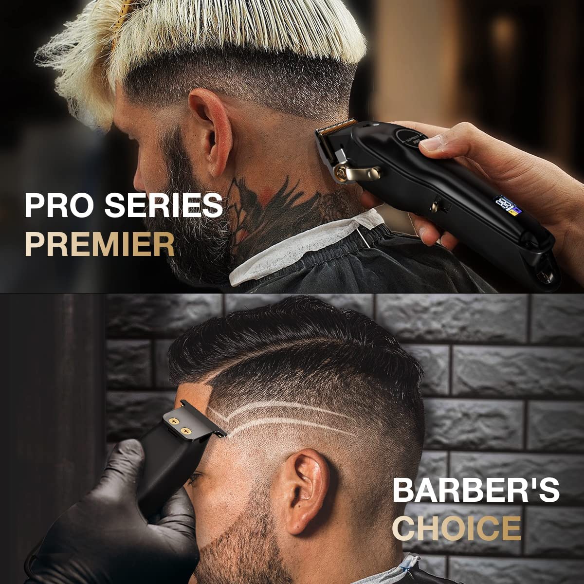 PRO Professional Hair Clippers for Men- Hair Cutting Kit & Zero Gap T-Blade Trimmer Combo- Cordless Barber Clipper