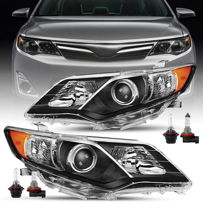 Headlights Fit for 2012-2014 Toyota Camry,w/bulbs,Black Housing
