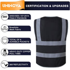 High Visibility Safety Vest - Multi Pockets Reflective Mesh Breathable Workwear, ANSI/ISEA Standards (2X-3X, Black Mesh)