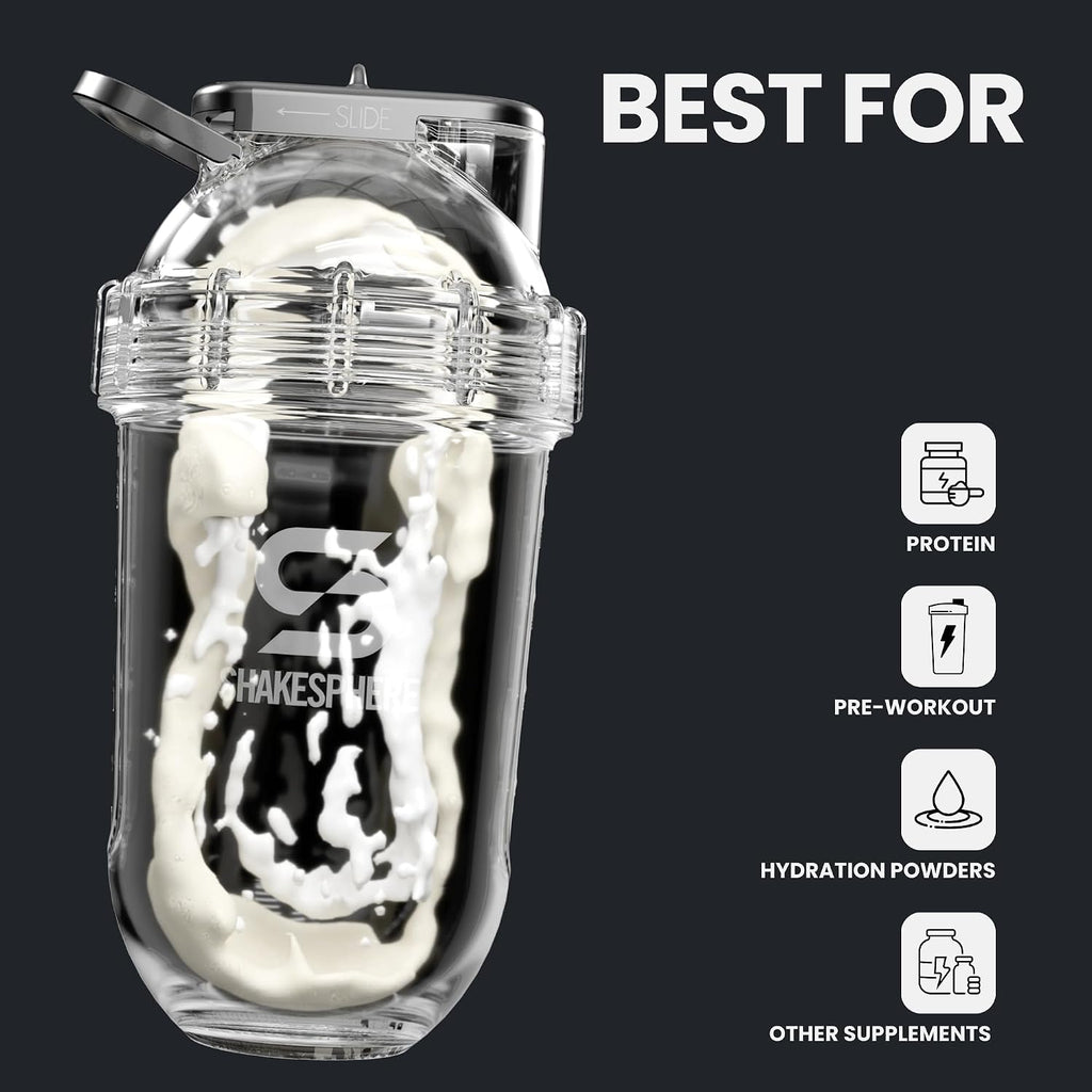 Shaker Bottle - 24oz Leak Proof Protein Shaker Bottle for Pre Workout, Smoothie, and Powder Drink Mixes, No-Blade
