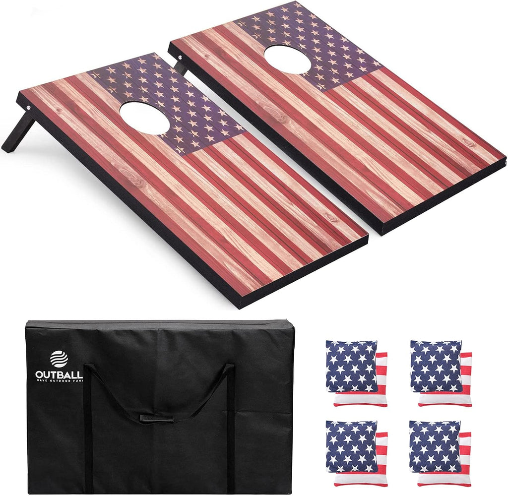 Cornhole Set 4x2 and 3X2 Regulation Size Corn Holes Sets with Carrying Bags & 8 Bean Bags Cornhole Boards Bean Toss