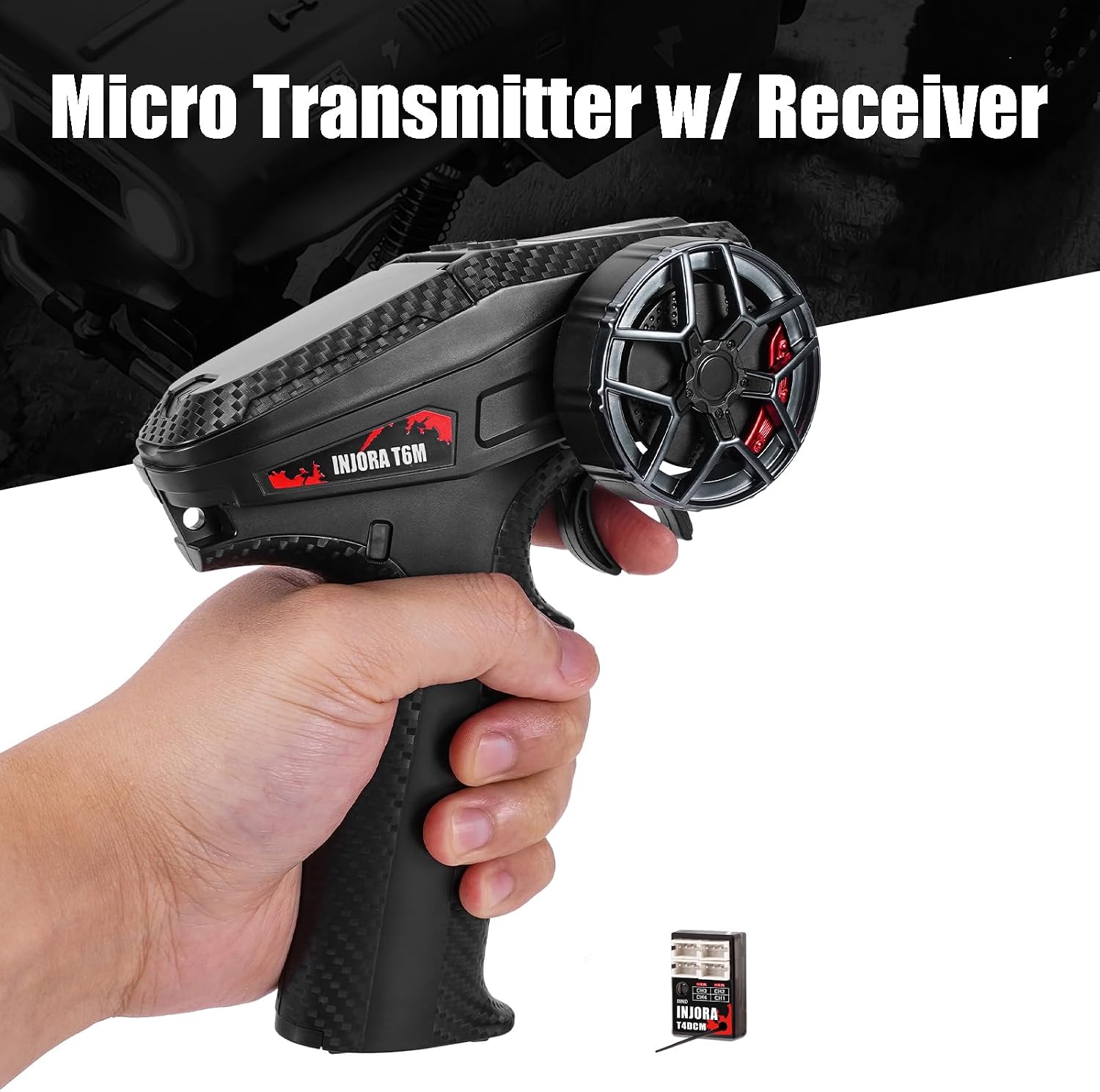 T6M 2.4GHz Transmitter with 4CH Receiver for 1/30 1/24 1/18 RC Car