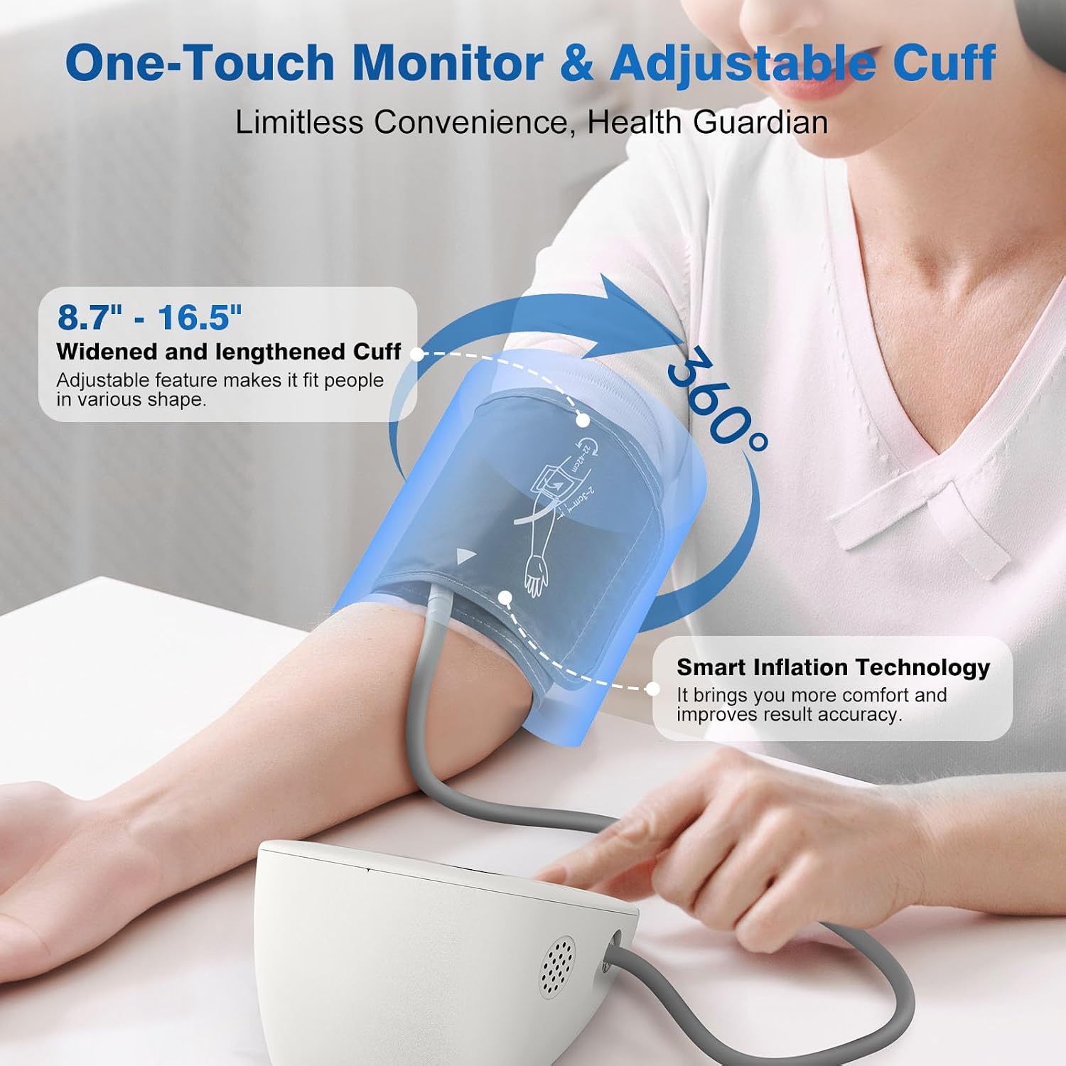 Blood Pressure Monitors for Home use, Automatic Digital BP Machine, Adjustable Upper-Arm Blood Pressure Cuff(8.7''