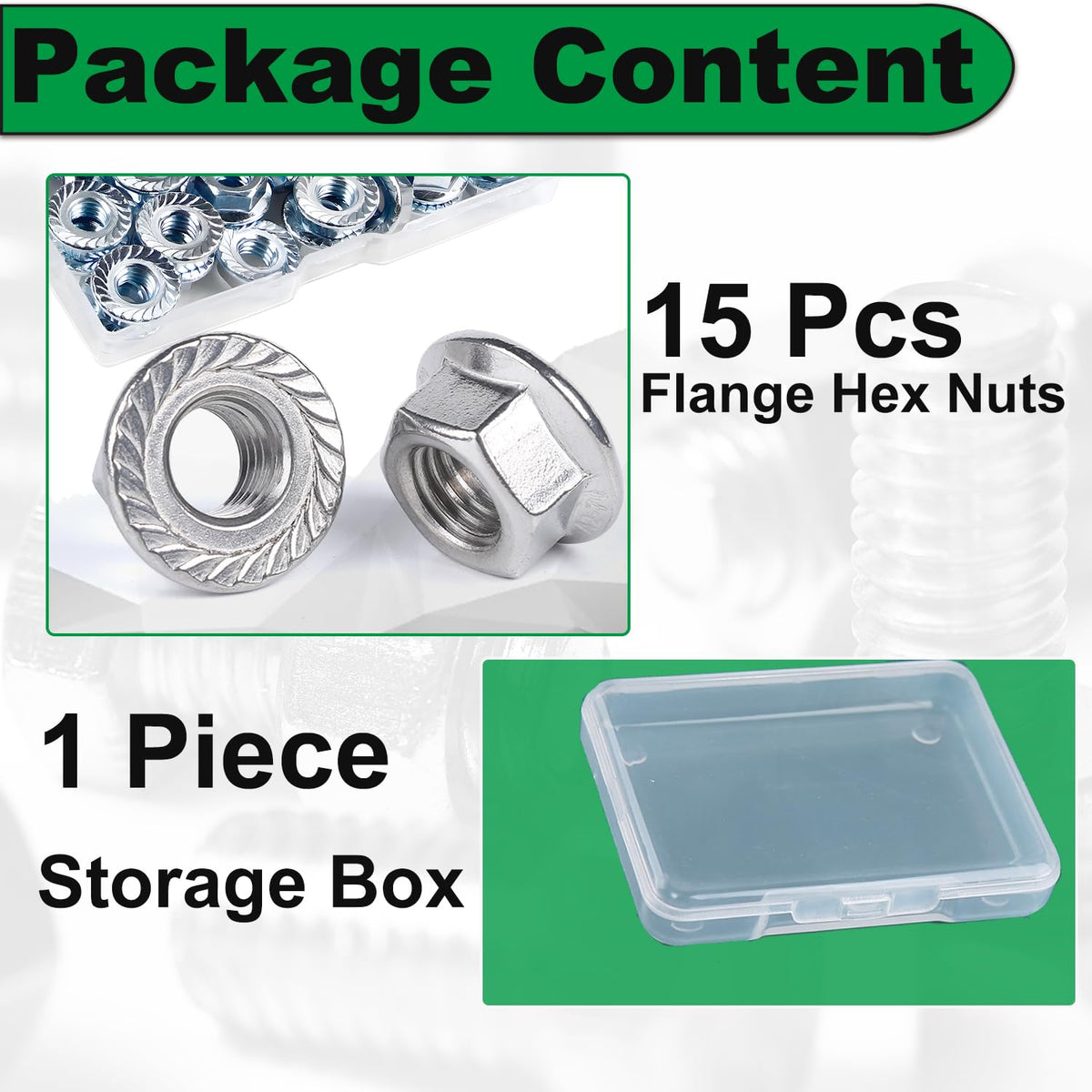 M8 Serrated Flange Nut, 15pcs M8-1.25mm Hexagon Flange Nuts