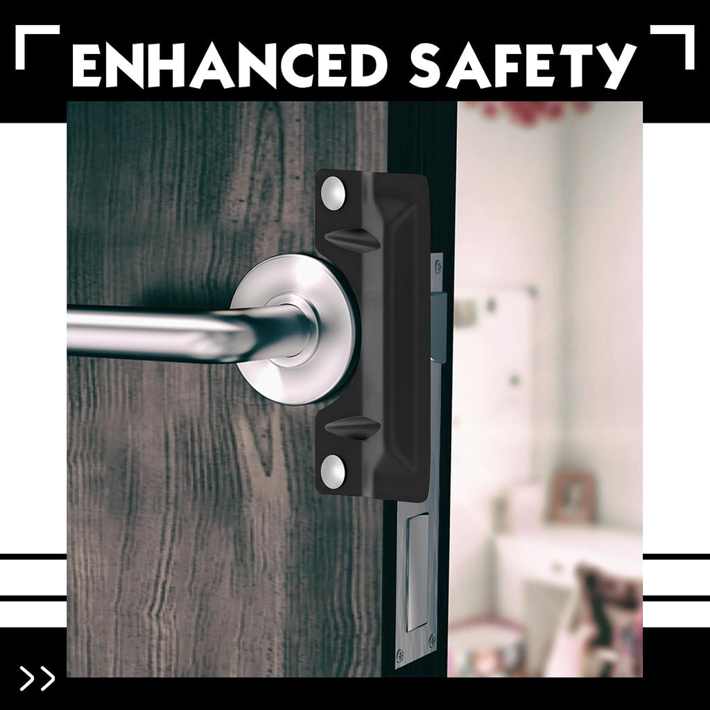 2 Pcs Door Latch Guard Stainless, Reinforcement Ribs Style, Black | 3" x 7'' Door Latch Cover, Door Security Plate