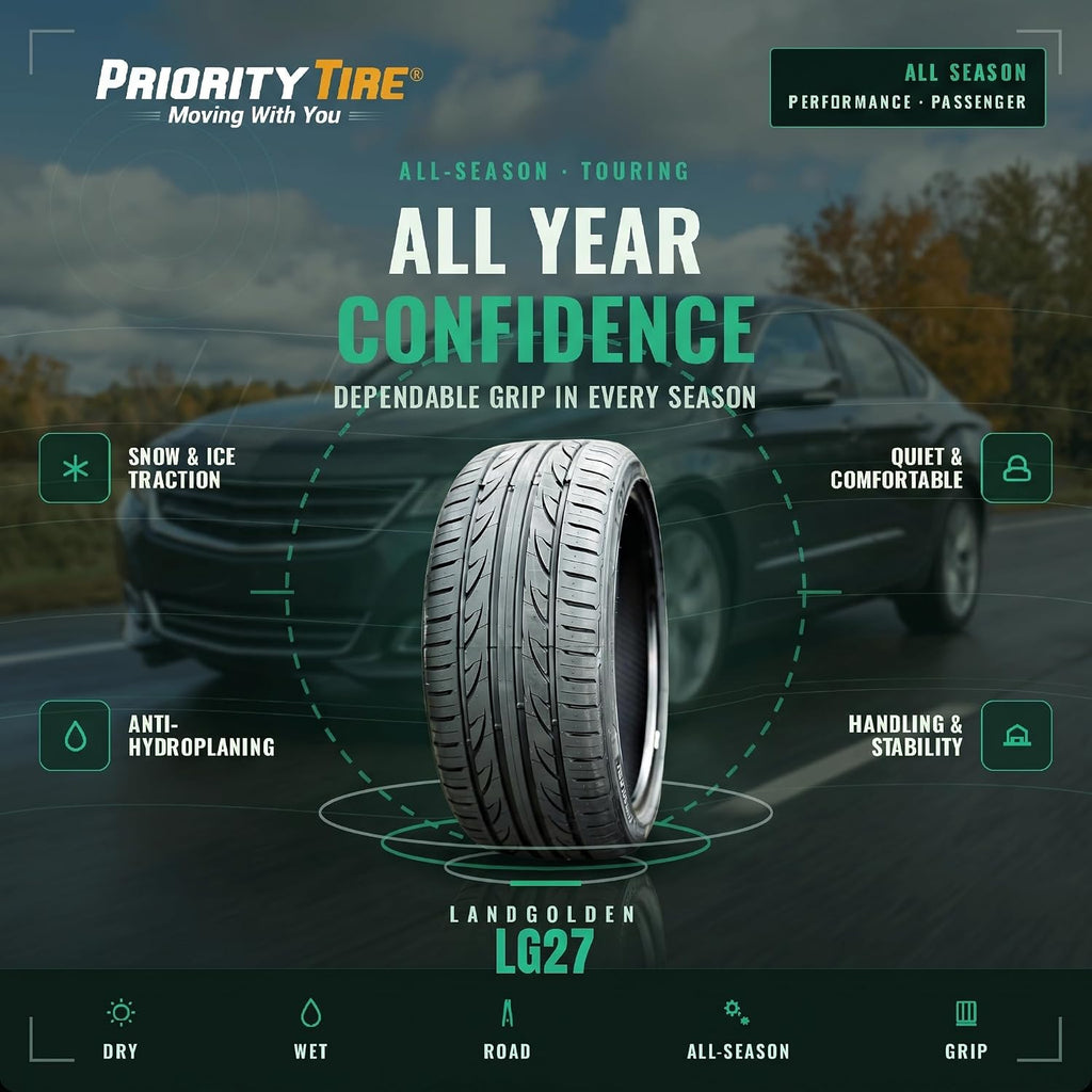 LG27 215/45ZR17 91W XL All Season High Performance Tire | Passenger High Performance All Season Traction 91W Rated