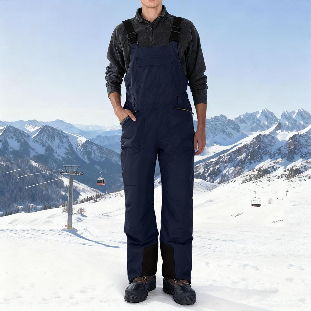 Mens Winter Ski Snow Bibs Pants Thermal Snowboarding One Piece Waterproof | Snow Bibs Men Snow Bibs Adjustable Straps