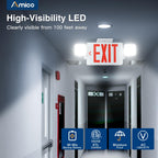 Amico 4 Pack Commercial Red Double-Sided Exit Sign with Large LED Light