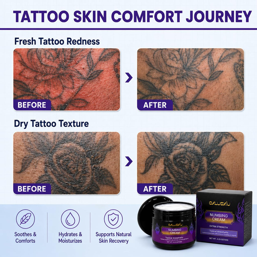 Tattoo Numbing Cream for Sensitive Skin Areas, Herbal Tattoo Aftercare Balm, 120g / 4.23 oz Large Jar, Long-Lasting