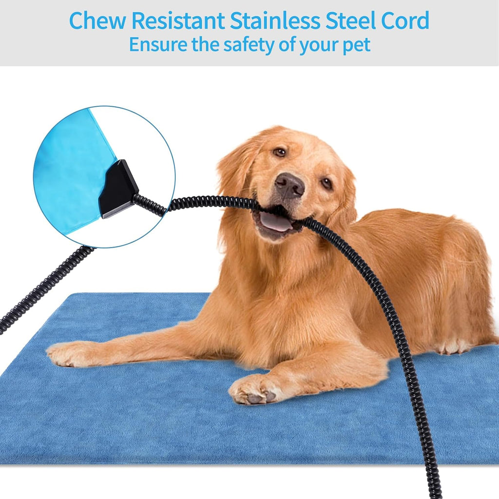 Pet Heating Pad for Dogs, Indoor Outdoor Heated Cat Bed Waterproof Electric Heated Pad Mat for Cats with Chew