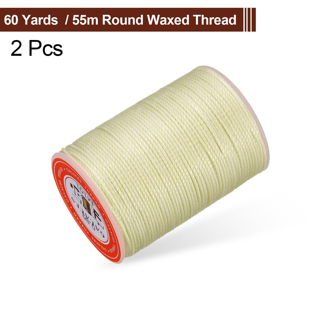 Round Leather Sewing Waxed Thread, Polyester Wax String, Beige