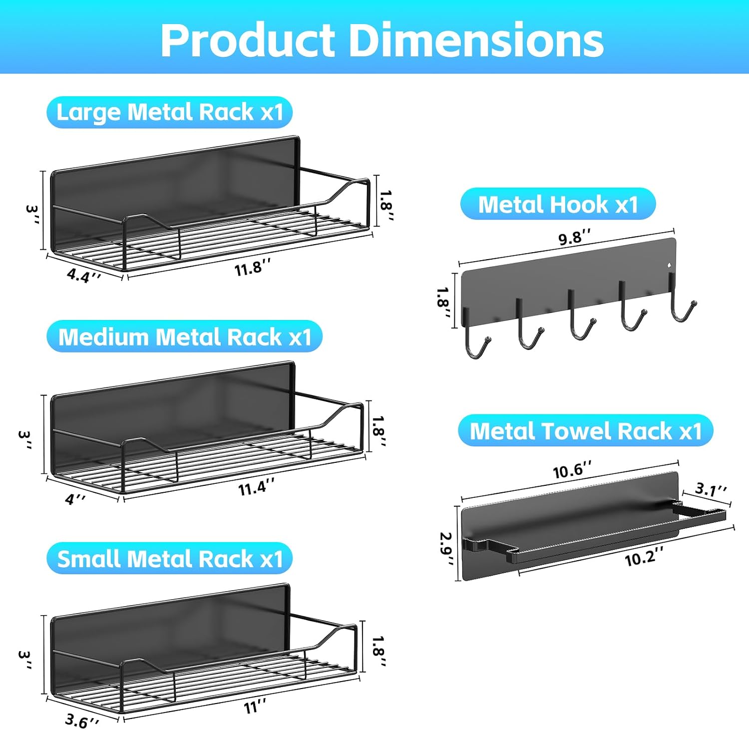 Magnetic Shelves for Washing Machine, 5 Pack Heavy Duty Laundry Shelf Organizer with Hooks, Strong Magnetic Storage
