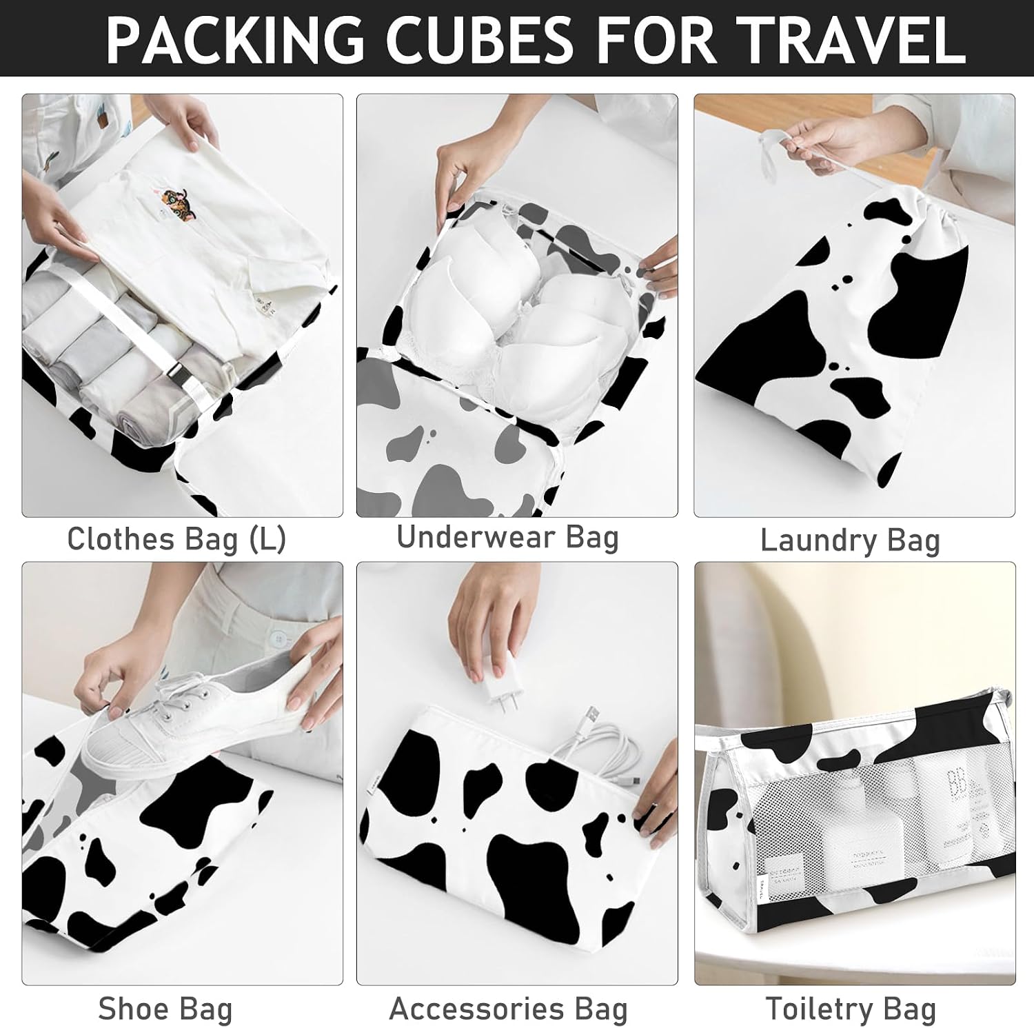 8 Set Packing Cubes for Travel, Luggage Packing Organizers Accessories Large Toiletries Bag for Clothes Shoes