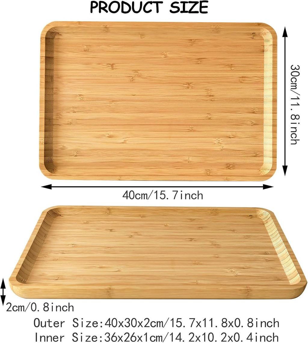 Bamboo Serving Tray Wooden Rectangle Dinner Food Bed Lab Tray Large