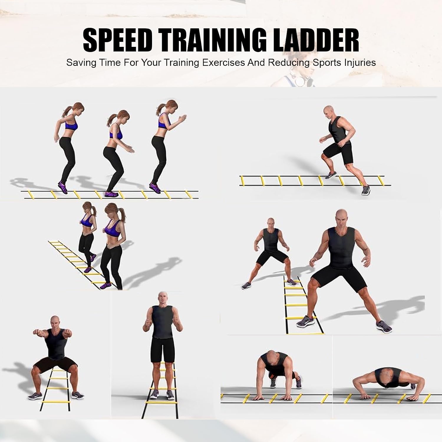 Agility Ladder,Speed Training Equipment Set,20ft Rungs Speed Ladder,Soccer Cones,Jump Rope, Running Resistance