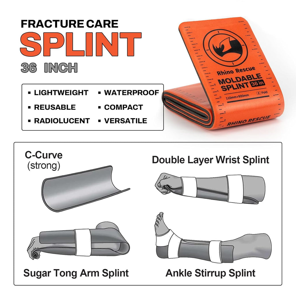 First Aid Splint 36" X 4.3" Orange-Gray, Keep Bones in Position (1, Folded)