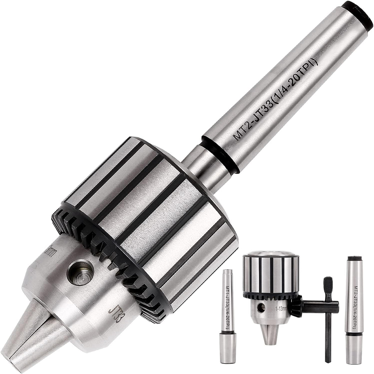 KingTool 4-Piece 1/2-Inch Drill Chuck Set with Key and Morse Taper Arbors