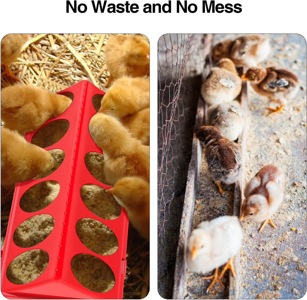 Chick Feeder and Waterer Kit, Chick Feeder Trough and 0.3 Gallon Chick Waterer, No Waste Baby Chick Starter Kit for