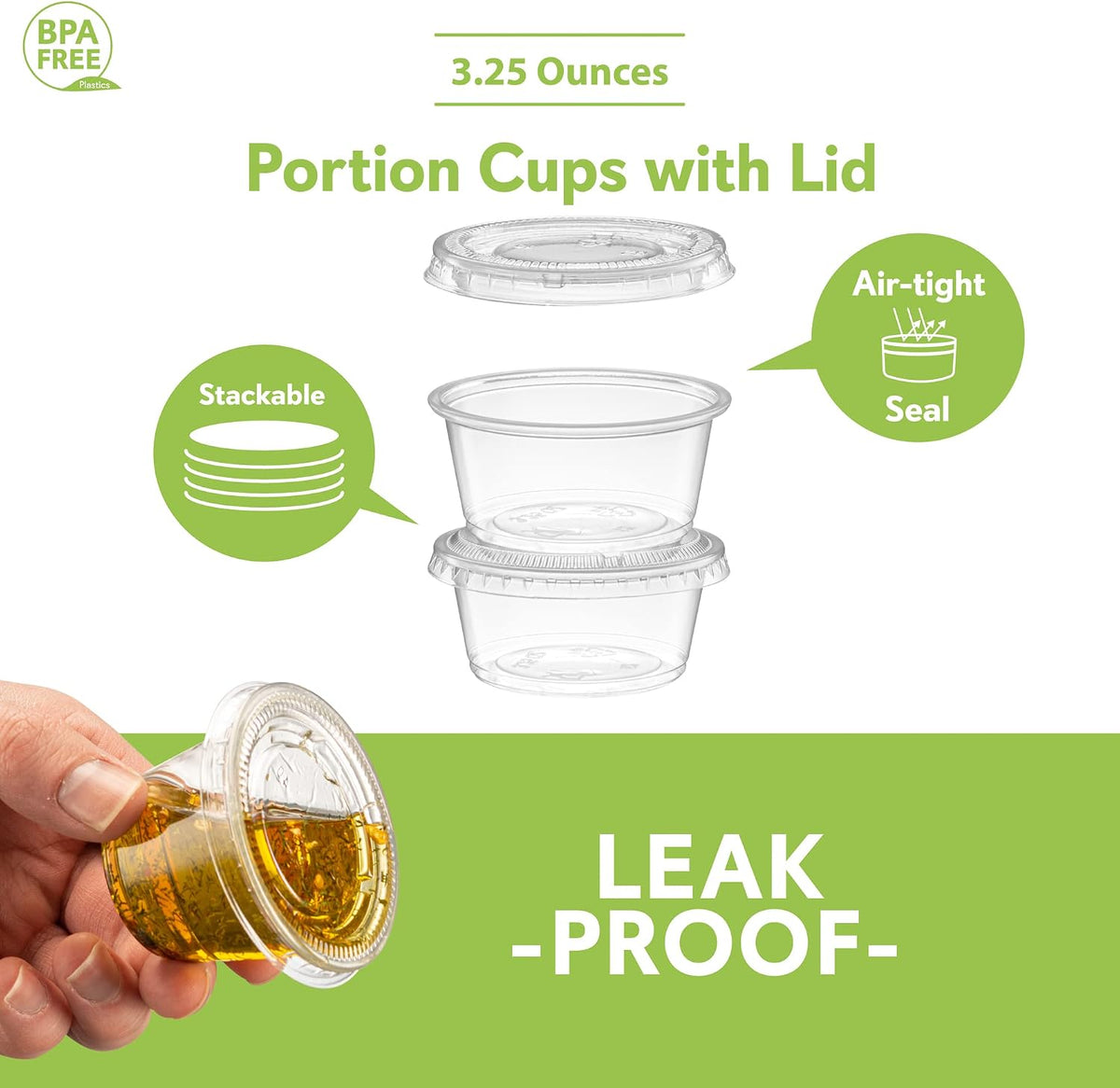 Clear Diposable Plastic Portion Cups With Lids, Small 3.25 oz - 100 Sets