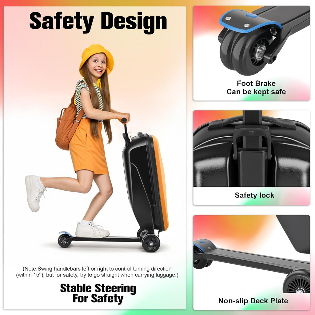 Scooter Luggage for Kids, Ride On Suitcase, Lightweight Foldable Luggage