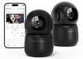 Indoor Security Camera 2K Pet Camera 2.4 GHz Dog Camera Black 2 Pack