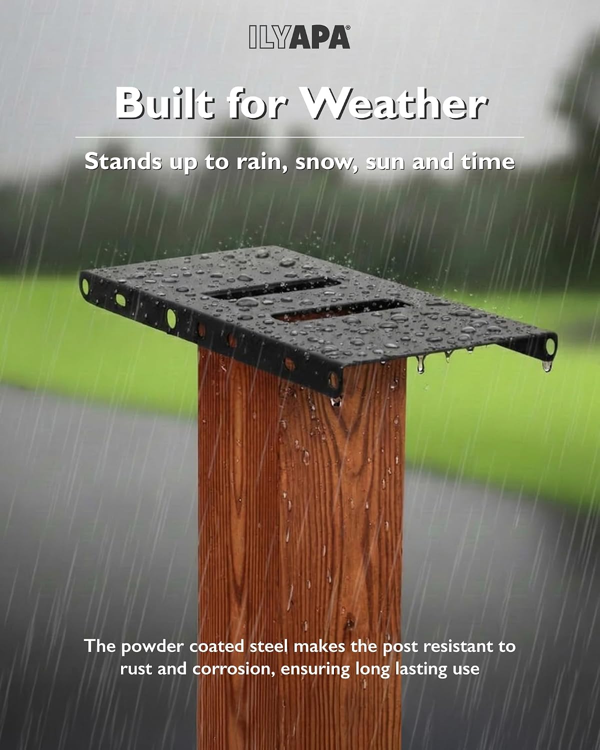 Mailbox Post Kit for Outside - 43x4x4 Wood Print Metal Sleeve - Wood | Two Universal Mounting Bracket, Mailbox Post