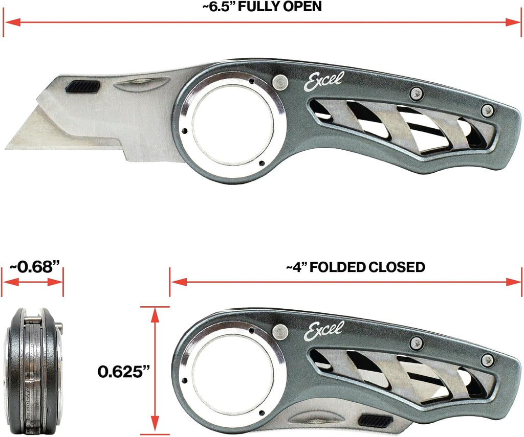 K60 Revo Folding Utility Knife with Holster, Aluminum, Grey