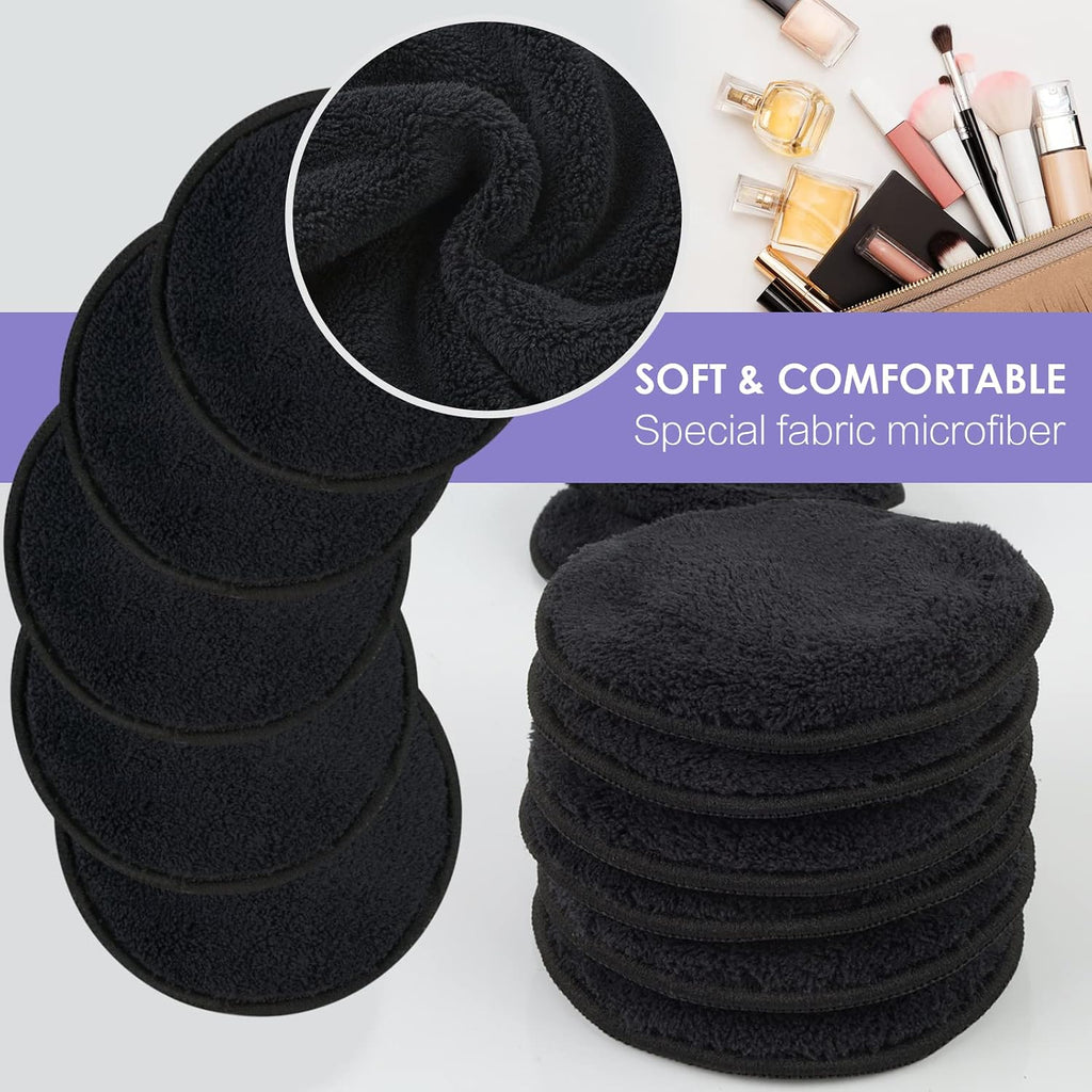 Reusable Makeup Remover Pads,Round 3.15inch,16 Pack,Black