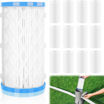 Universal Pool Filter Cartridge Type A/C or III, 12 Pack Reusable Swimming Pool Filter for Above Ground Pools