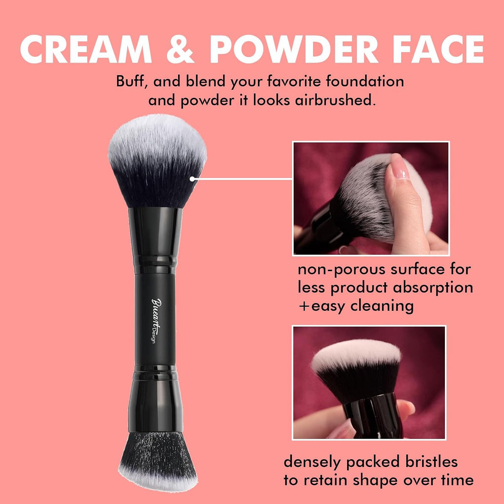 Dual Ended Cream Powder Brush and Complexion Duo Foundation Concealer Brush For Foundation, Setting Powder, Blush