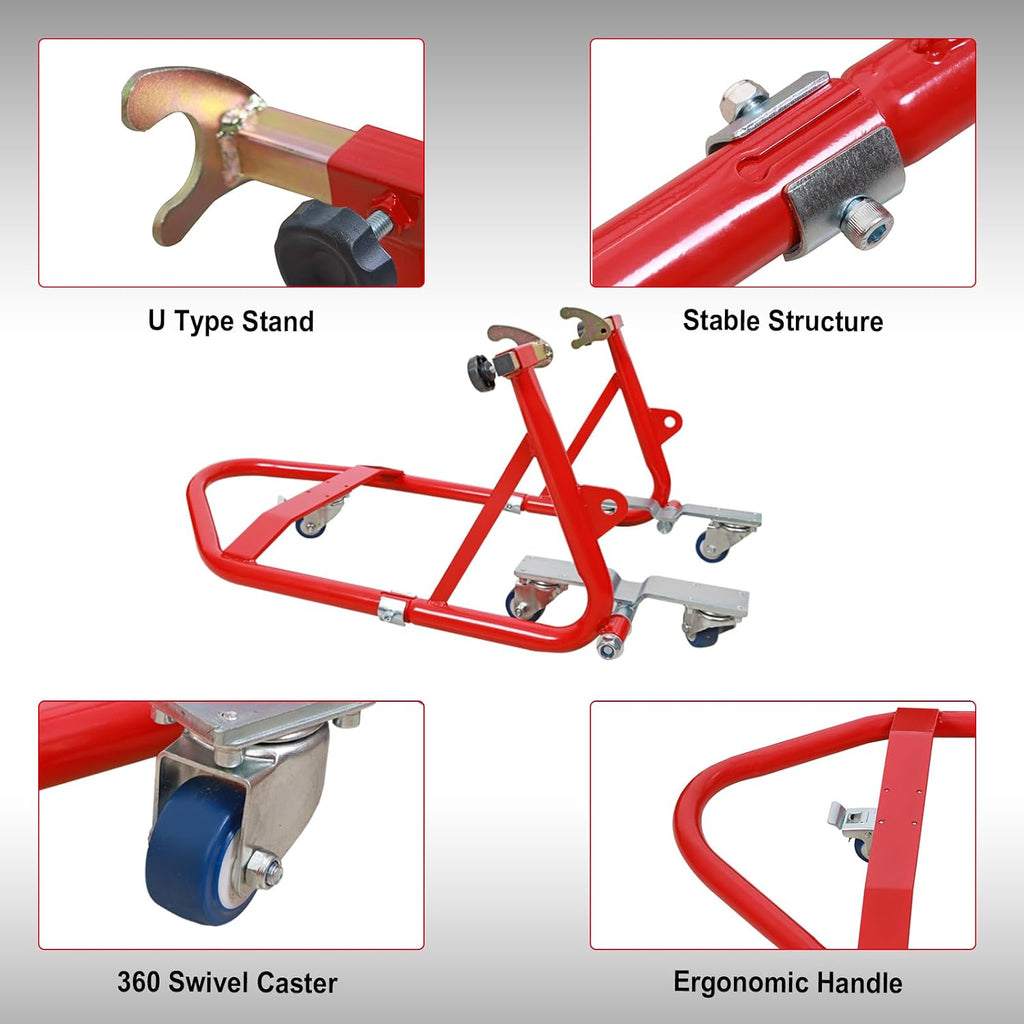 Motorcycle Stand Rear Combo Wheel Lift Stand, 750LBS Capacity Swingarm Paddock Stand for Sport, with 360 Swivel