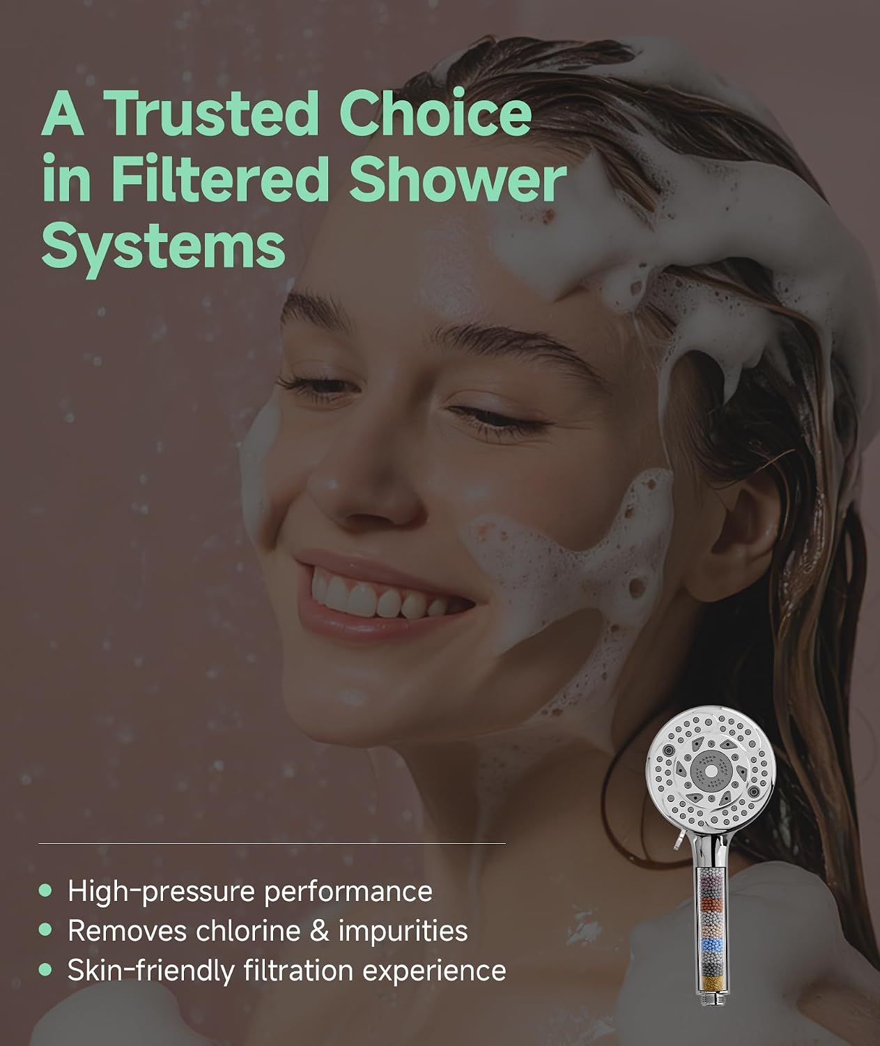 Filtered Shower Head with Handheld, 9-Spray Setting Detachable Showerhead with Filters, Shower Head for Hard Water