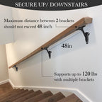 Handrail Bracket for Stairs, Matte Black, 3 Pack