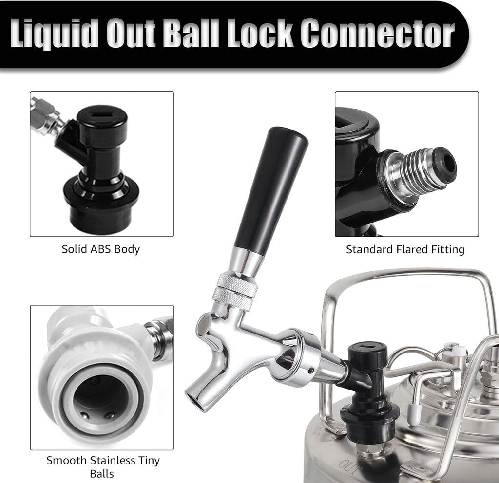 Stainless Steel Core Ball Lock Beer Faucet, Self-Closing Beer Tap | Keg Tap Faucet with Ball Lock Quick Disconnect