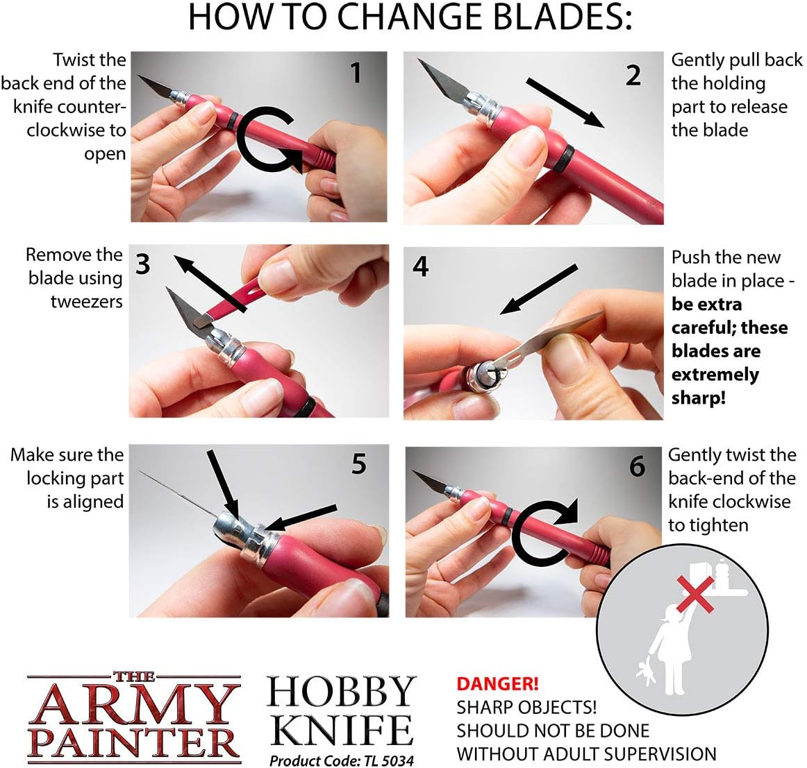 Hobby Knife - Stainless Steel Craft Knife with Soft Grip and 5 Extra Precision Blades - Craft Knife Set, Art Knife &