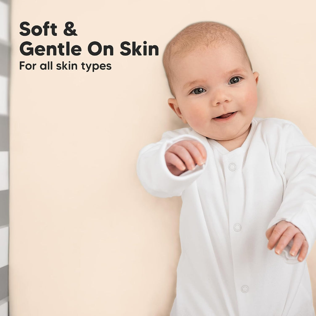2-Pack Baby Crib Sheets for Boys, Girls - 52x28 Viscose Derived from Bamboo Toddler Bed Sheets Neutral, Fitted Crib