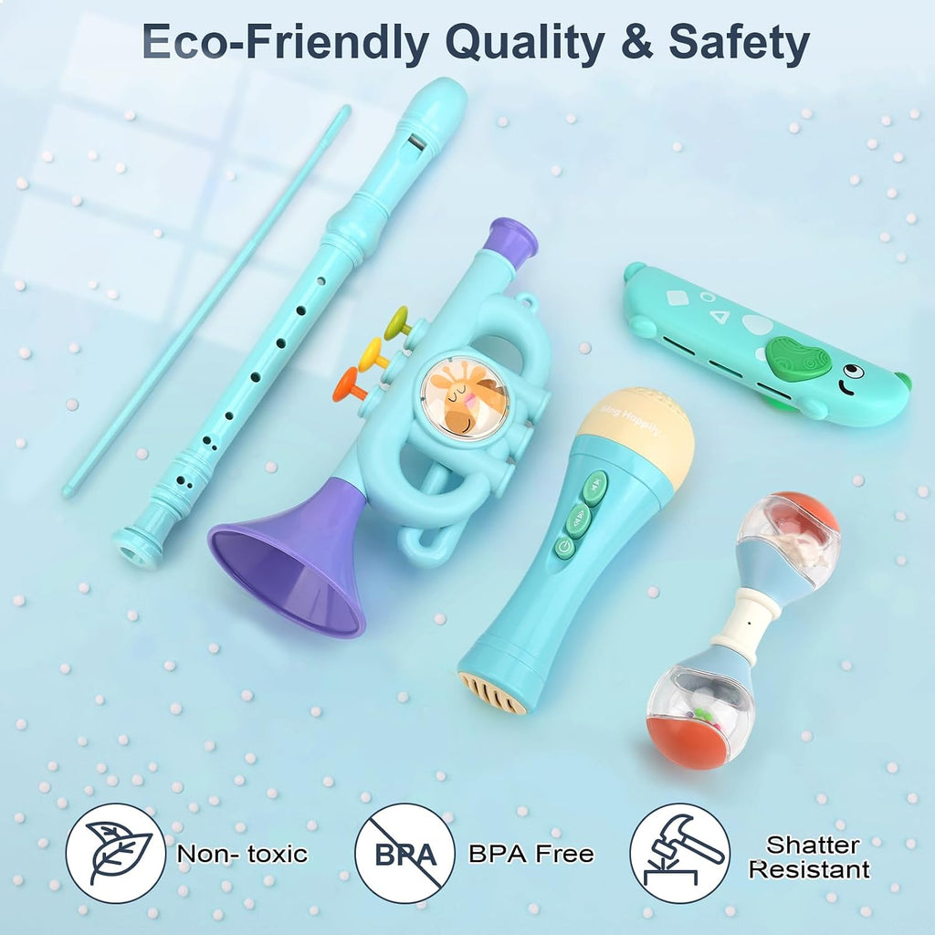 Musical Toys for 2 3 Year Old Boy Girl Birthday Gifts, 5 in 1 Montessori Musical Instruments for Toddlers 2-4 with