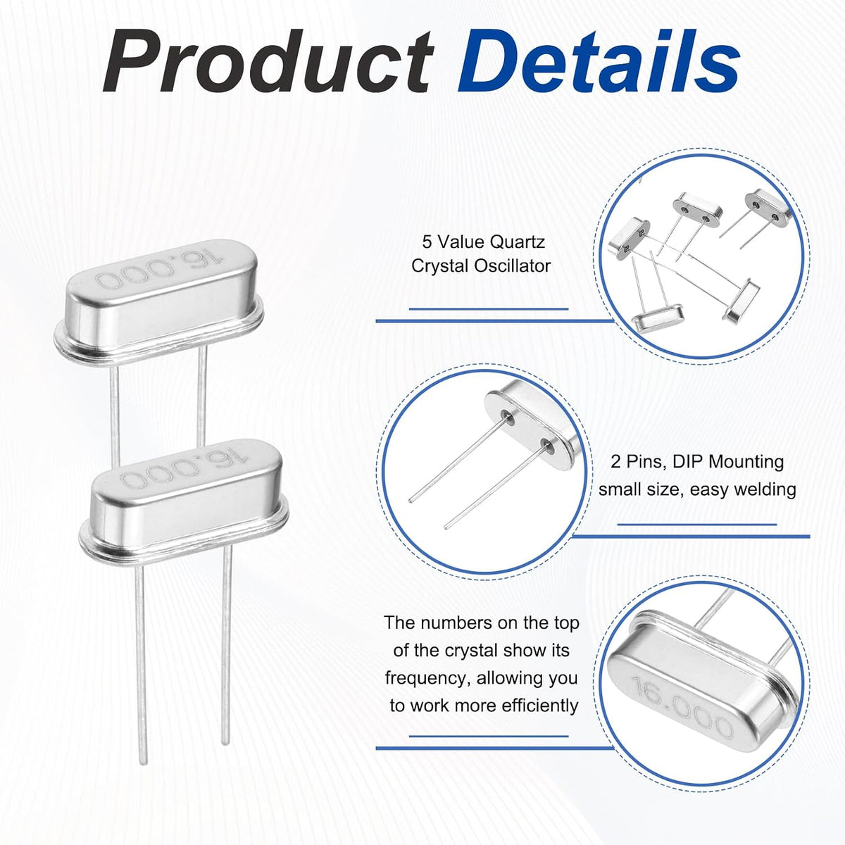 MECCANIXITY 10Pcs Quartz Crystal Oscillator 16MHz DIP 2 Pin