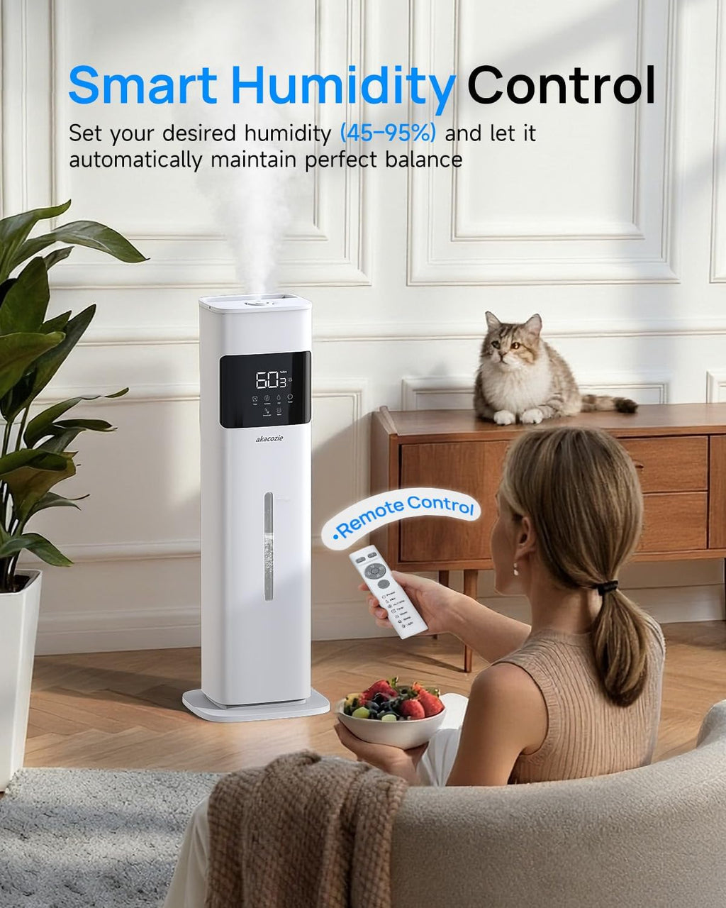 Humidifiers for Bedroom, Humidifier Large Room, White | Warm & Cool Mist, 2.1Gal/8L, 500 sq ft Coverage, Run 48H