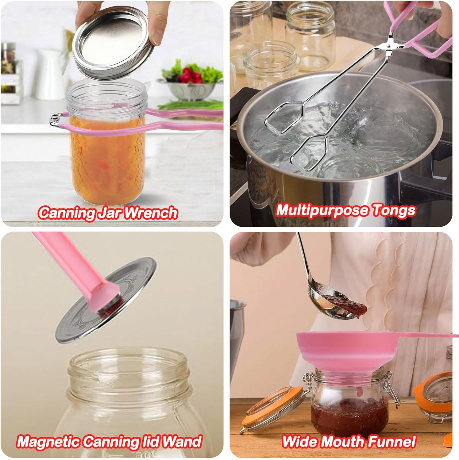 Canning Supplies Starter Kit with Stainless Steel Canning Rack and Accessories Tools, Includes Canning Jar lifter
